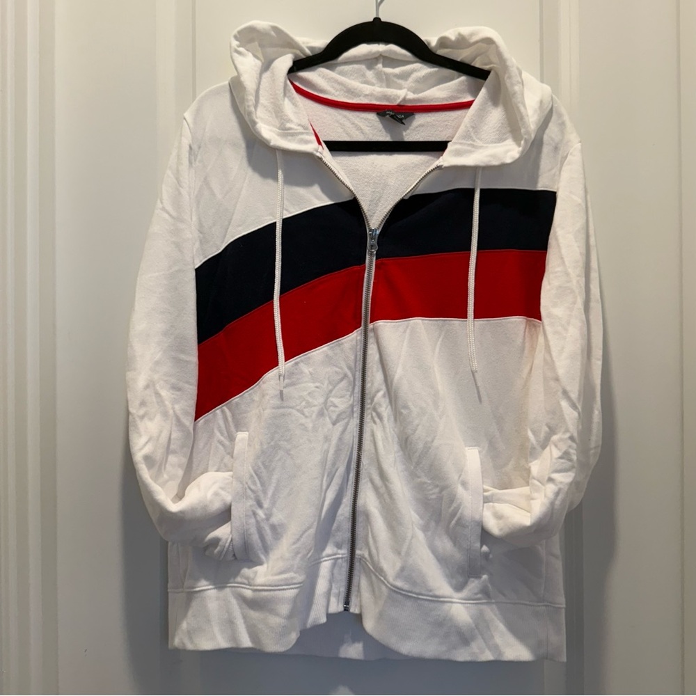 Nautica White Hoodie with Red Accent